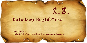 Kolodzey Boglárka névjegykártya